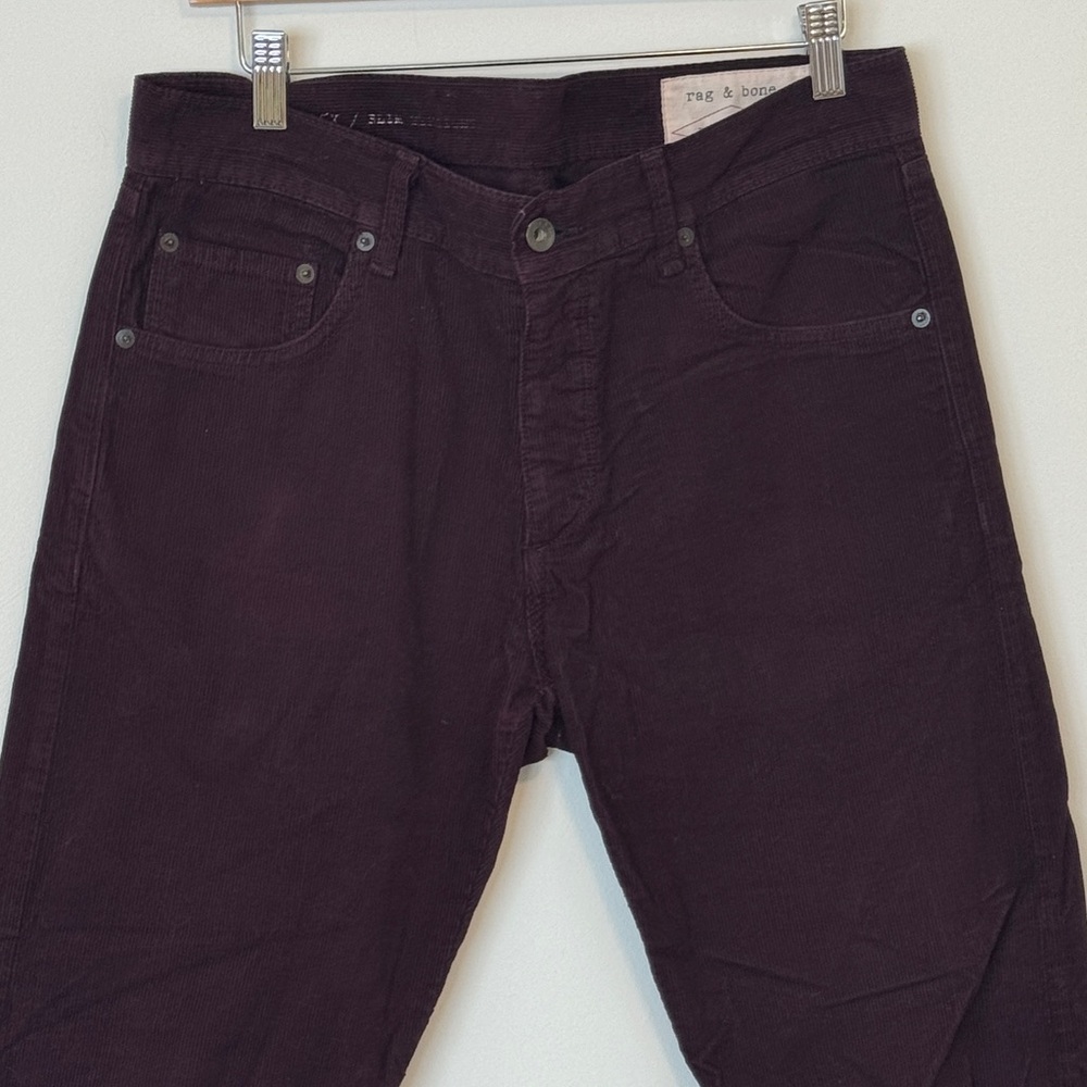 Men’s rag & bone Dark Purple Slim Straight Fit Corduroys - 32x32